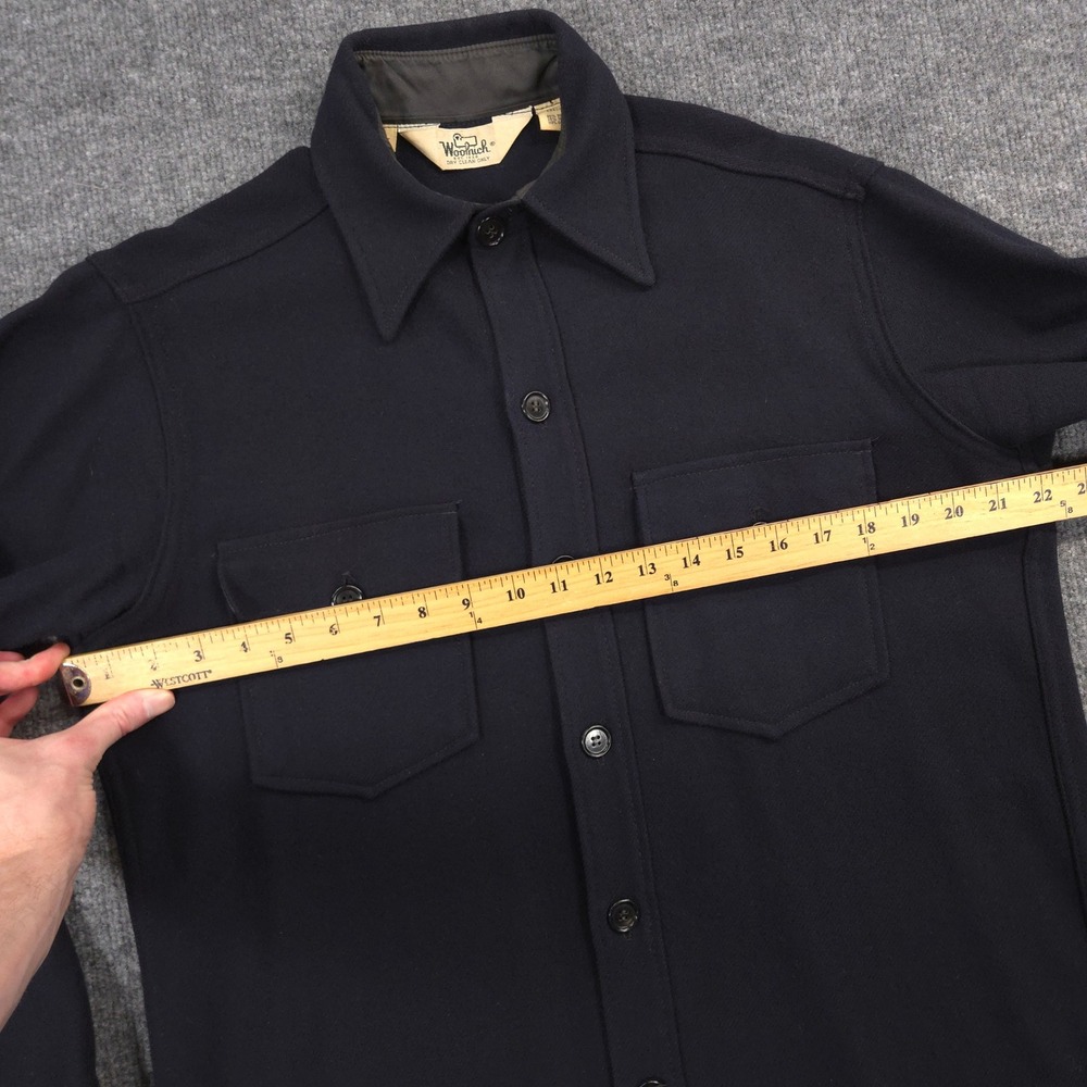Vintage Woolrich Shirt Jacket Mens Medium Navy CPO Over Shirt Wool Blend Shacket - Picture 4 of 9